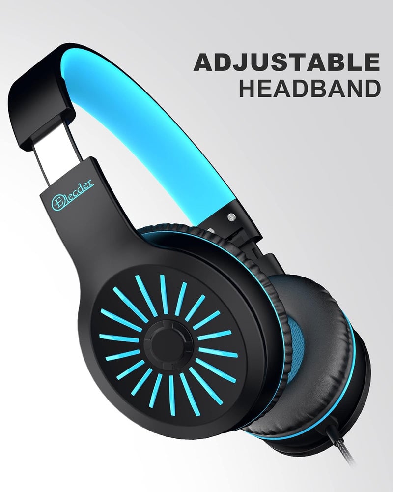 ELECDER i45 Headphones Wired, On-Ear Kids Headphones with 1.5M No-Tangle Cord, Foldable Portable Stereo 3.5mm Headset for School Kids Teens, Smartphones Tablet Computer Laptop, Airplane Travel, Black - Image 3